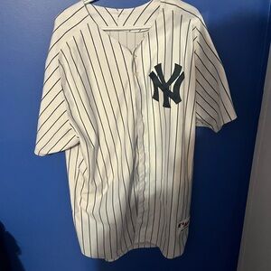 Majestic Authentic White and Black Striped Jersey